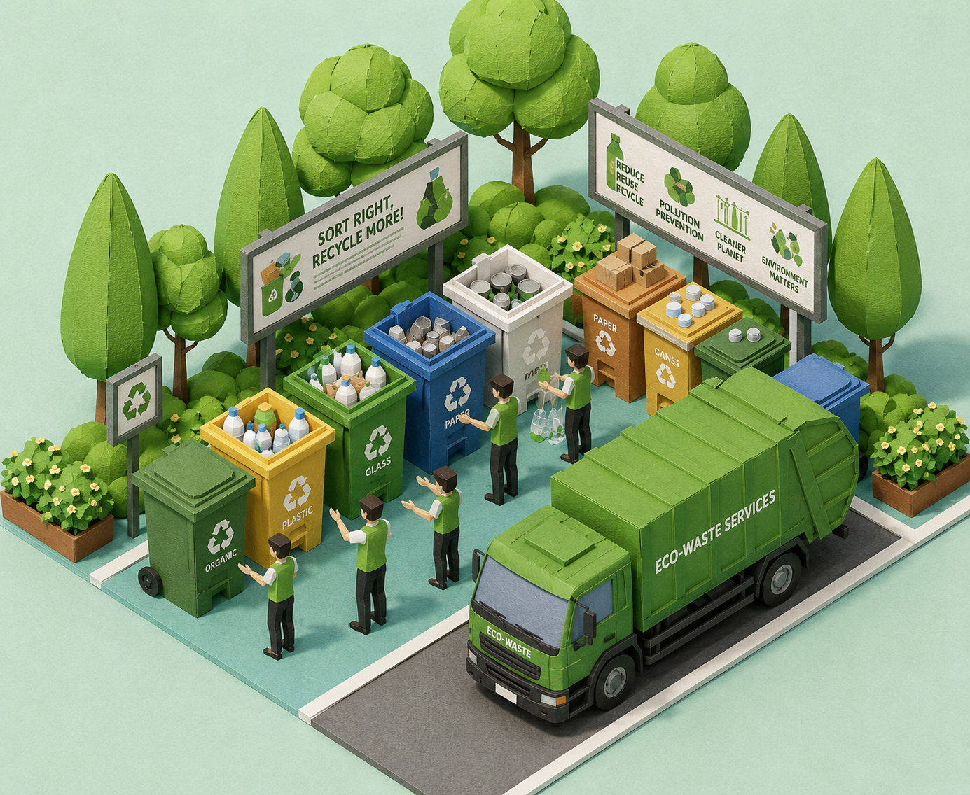 Commercial waste sorting and collection station