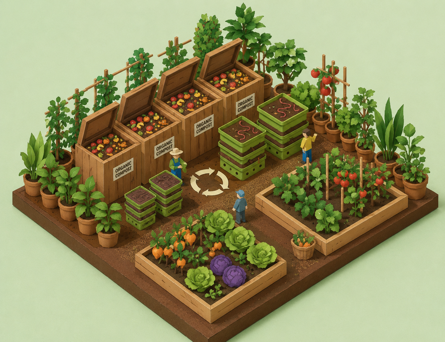 Organized community compost and designated waste bins