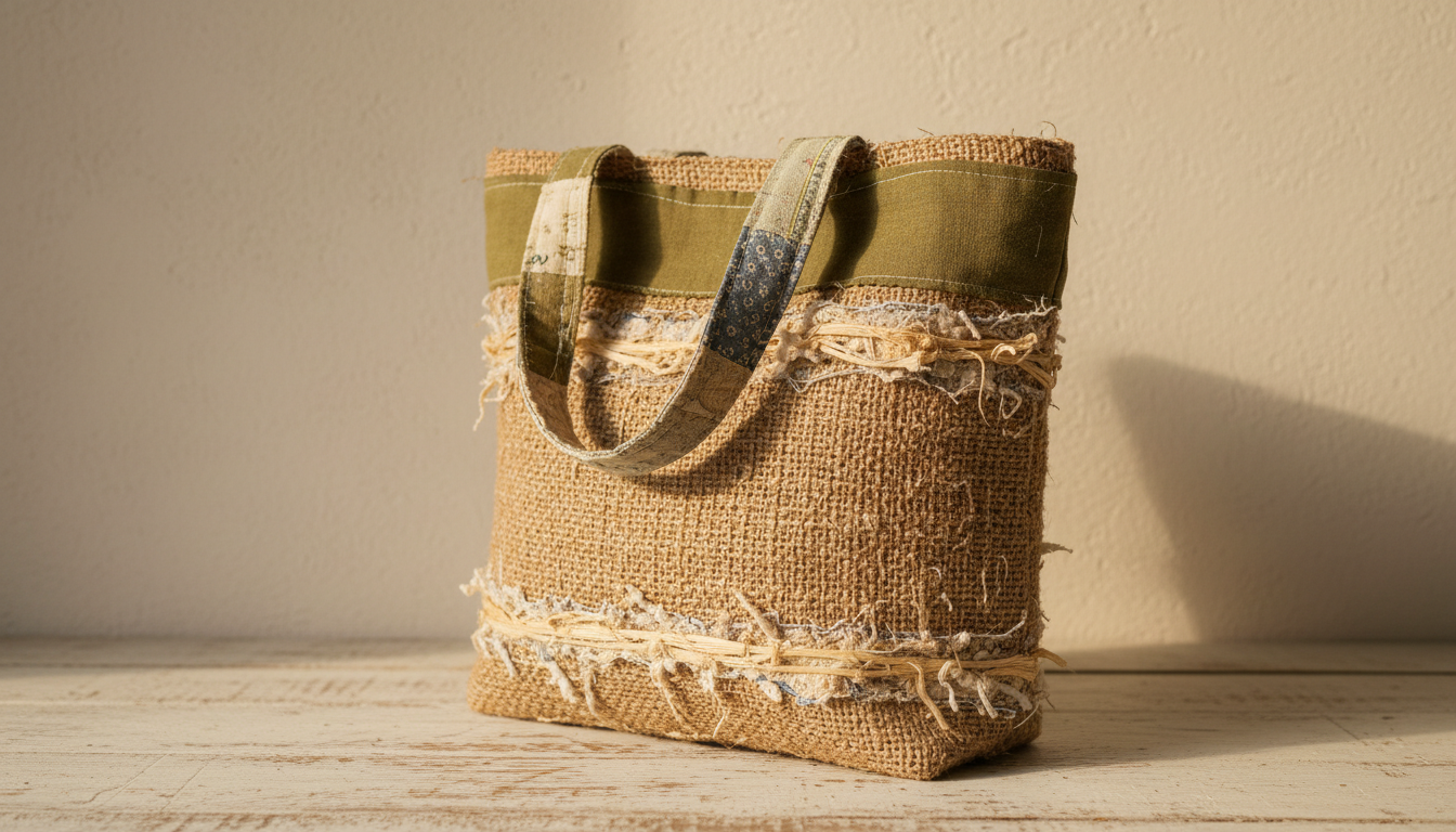 Woven natural fiber bag