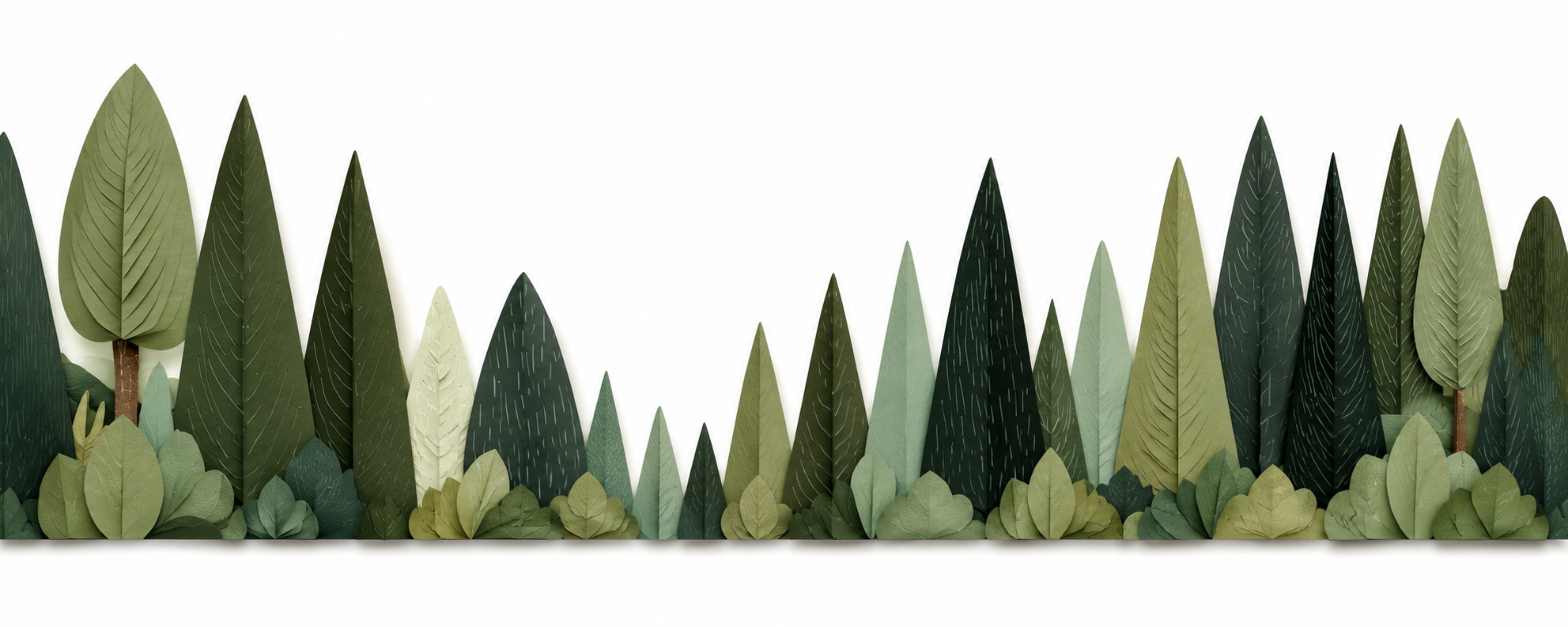 Layered paper art forest made from green leaves