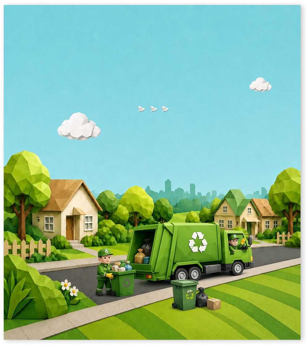 Door to door waste collection illustration
